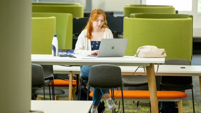 Student in the library