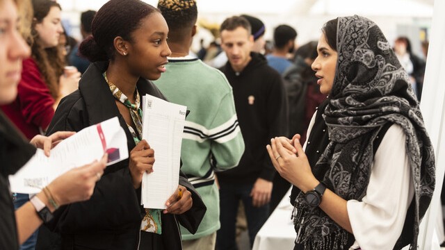 Students at Careers and Placement Fair at University of Surrey