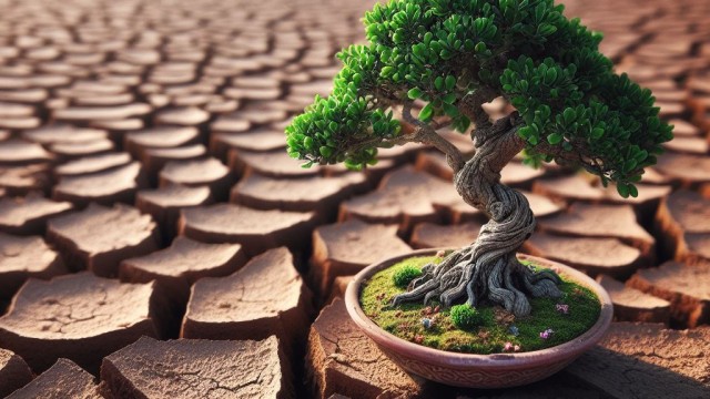 Tree in drought landscape