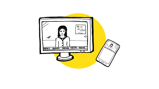 TV screen and phone graphic