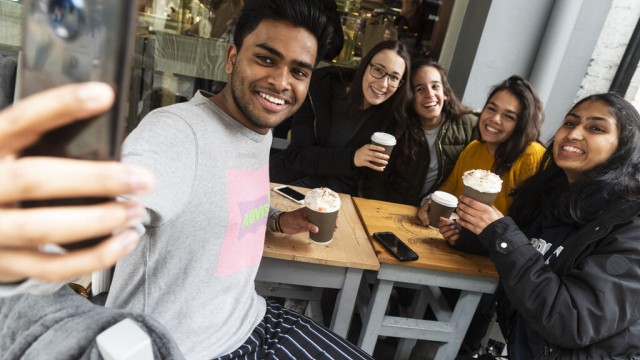 Students in Guildford town centre
