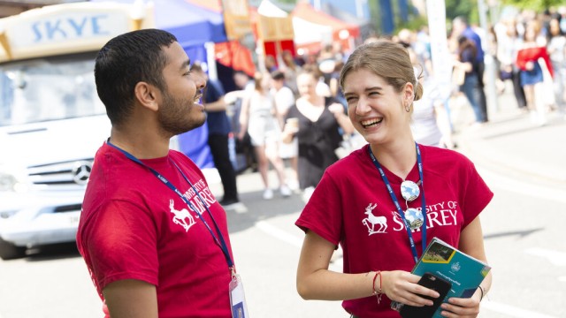 Students in red t-shirts at an Open Day
