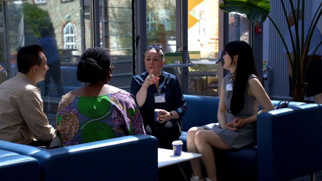 Break-out shot of group of MBA students