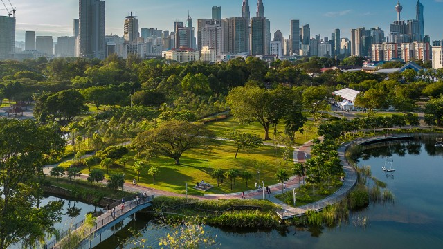 City surrounded by greenery