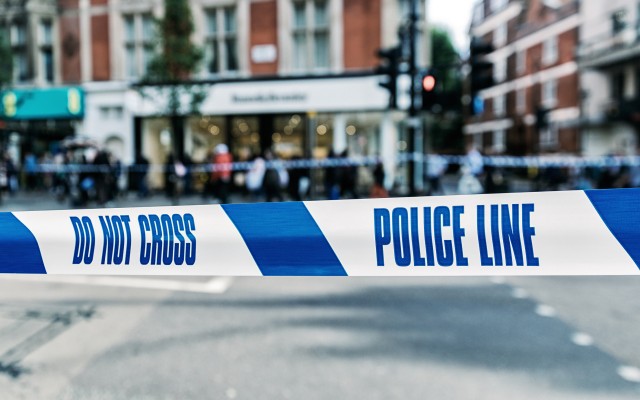 Crime scene surrounded by police tape
