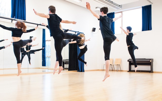 Students dancing in studio