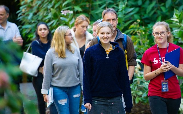 Group of prospective students on campus tour