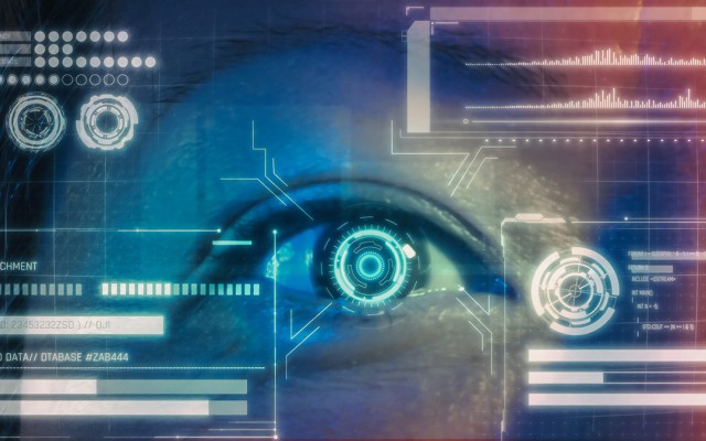 Eye scan showing computer data