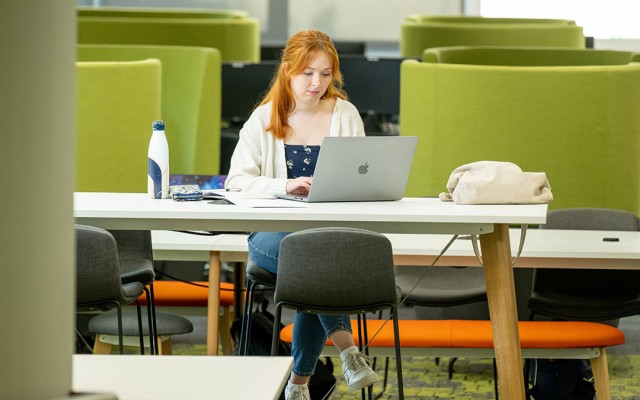 Student in the library