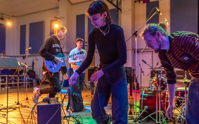 Music studio with students