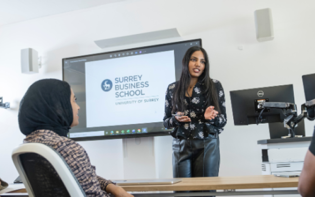 Surrey business student presenting