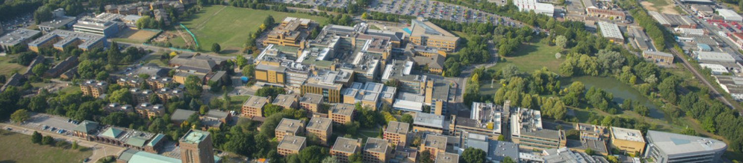 An aerial view of campus