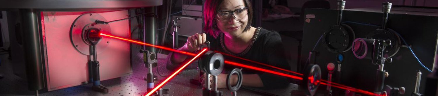 Woman using a laser