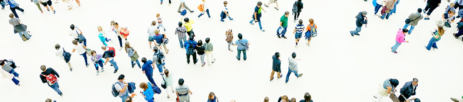 A birds-eye view of a crowd of people