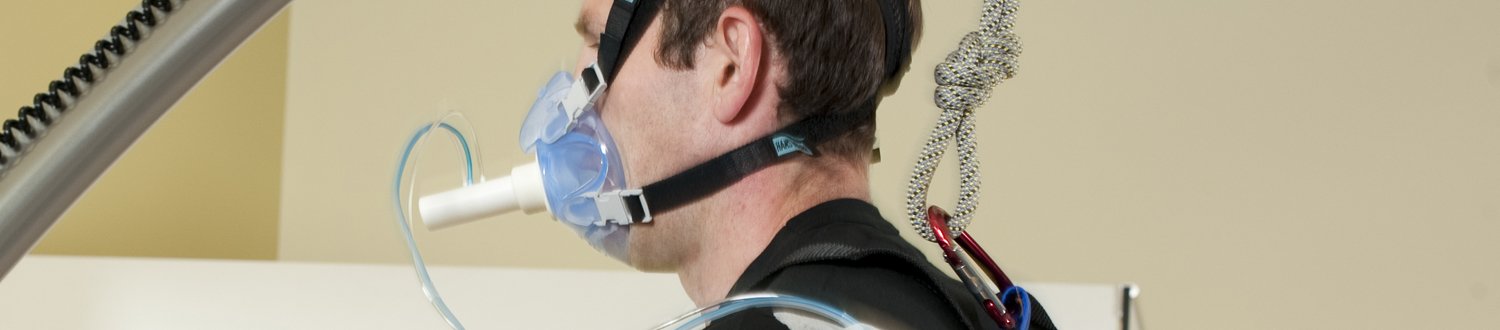 Man using breathing mask