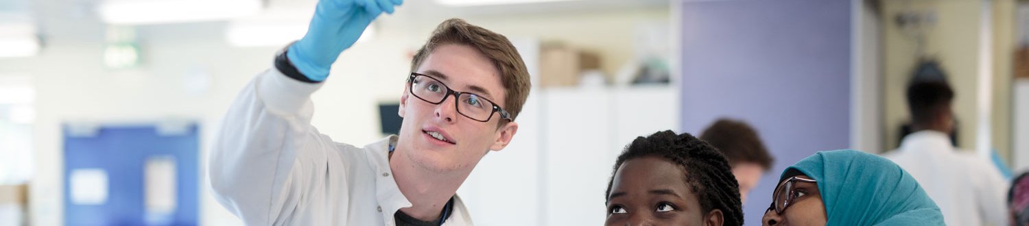 Three students in a lab