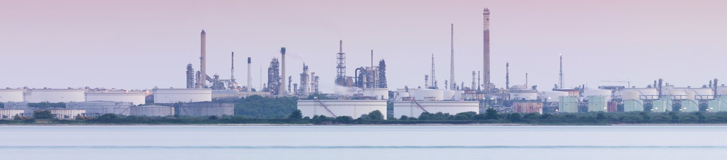 Chemical plants at sunrise