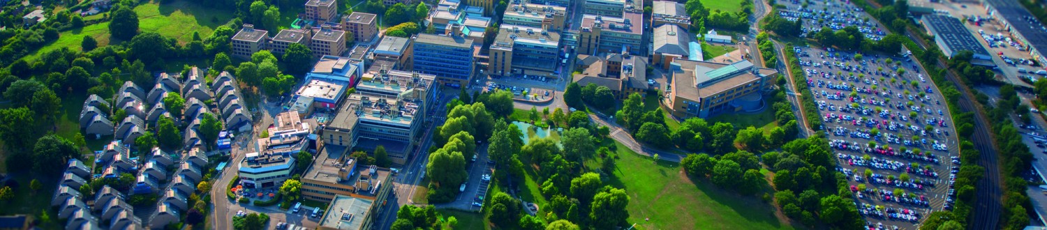 Aerial view of Stag Hill campus