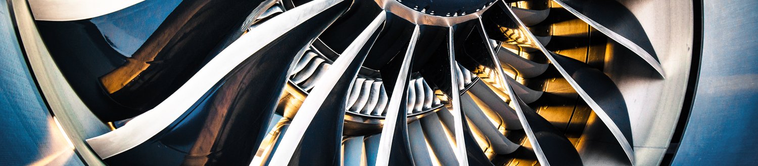 Close up of a jet engine turbine