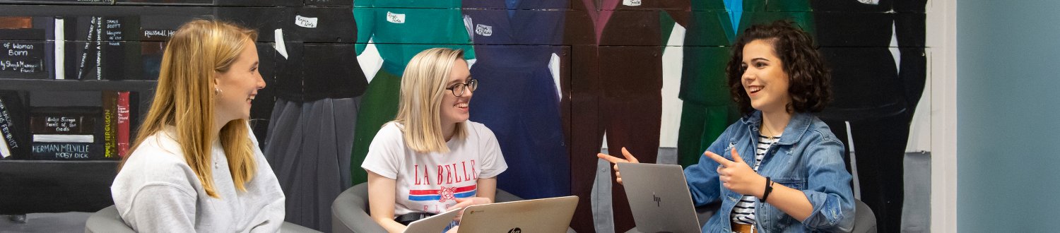 Three female students talking