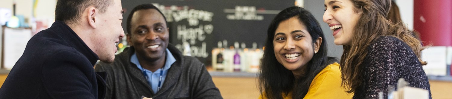 students talking in the coffee shop