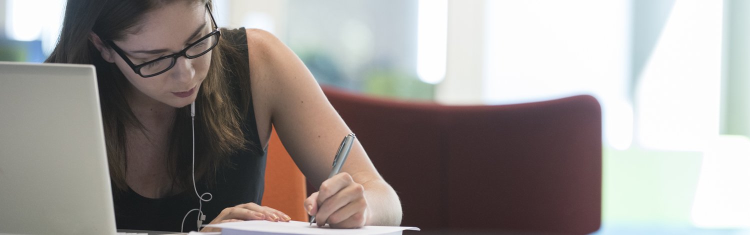Female student studying