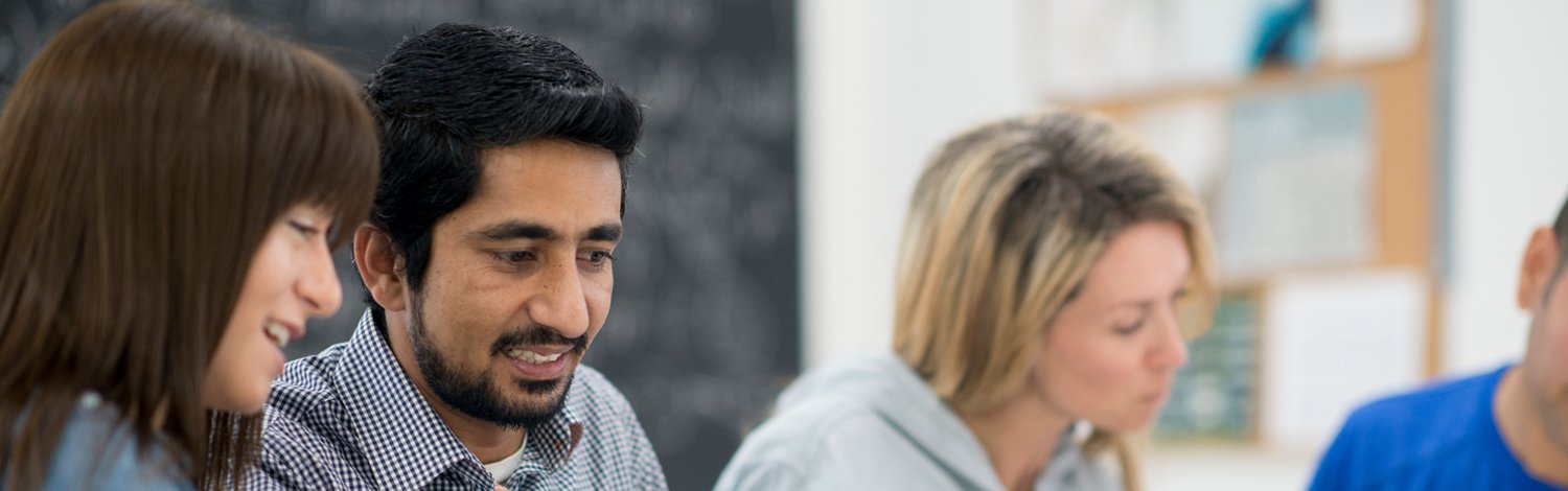 Mature students having a discussion