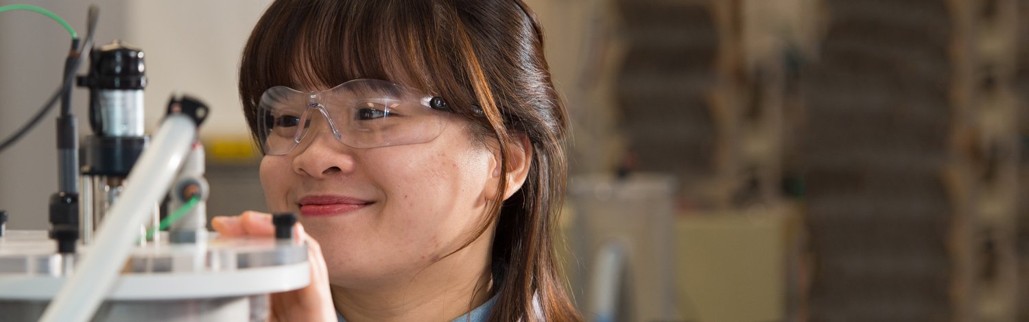 Student using chemical process engineering facility