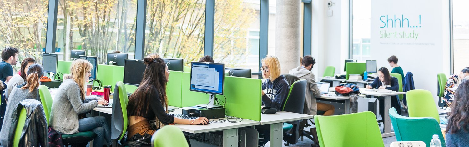 A group of students working in the library