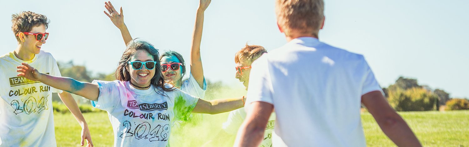 Students on a colour run at the University