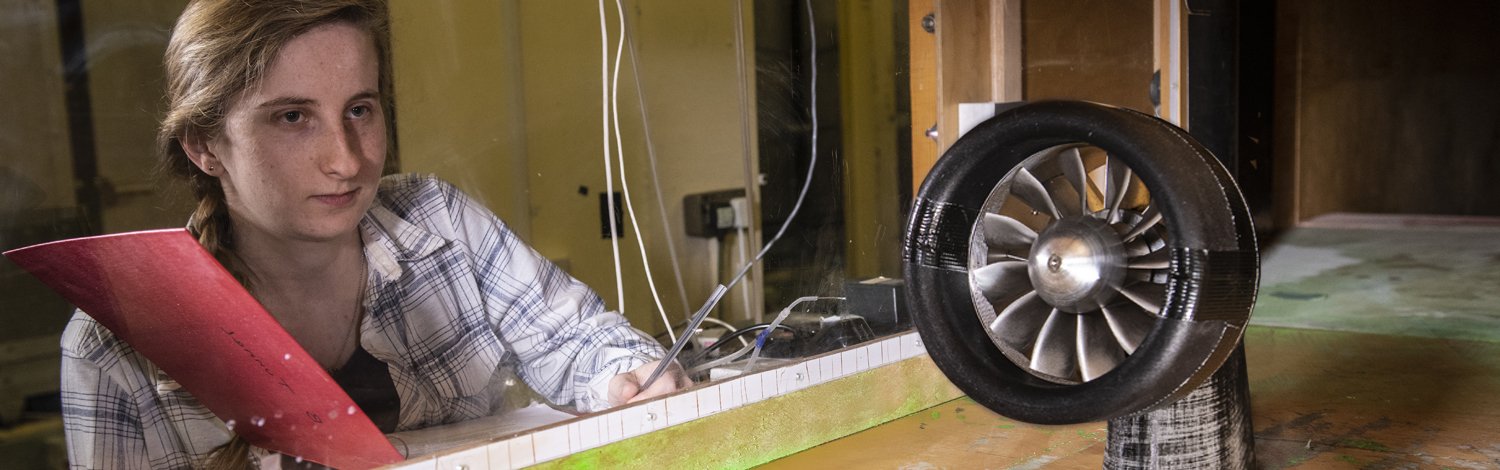 Student using wind tunnel