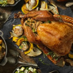 Christmas dinner on table