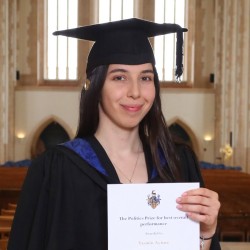 International Relations (International Intervention) masters student, Yasmine Ayture, on graduation day