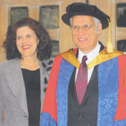A photograph of Ernest Littauer receiving his honorary degree