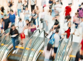 Crowds of people walking