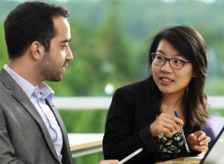 Two students having a conversation