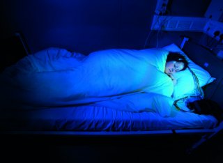A woman participating in a sleep study