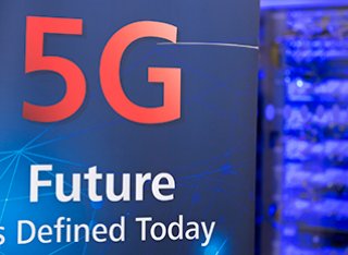 A sign saying '5G Future is defined today'