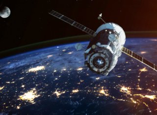 Satellite in space orbiting the earth