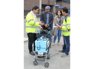 Prashant with pushchair