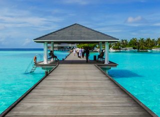 Hut in middle of ocean