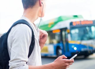 Person waiting for bus