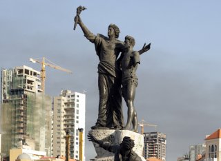 Memorial statue on Martyrs' square in the heart of downtown Beirut, Lebanon