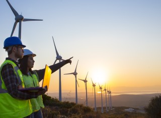 Engineers at wind farm