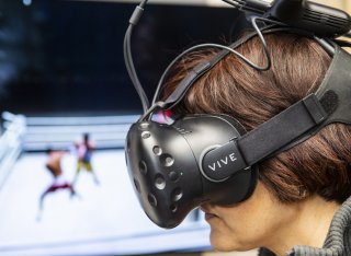 Person using virtual reality headset