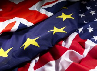 America, UK and EU flags 