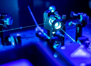 Blue lasers in a lab