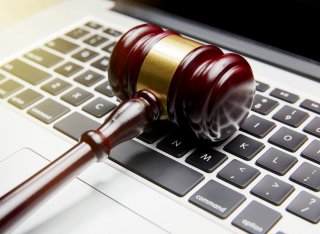 Gavel on a laptop