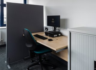 A computer and desk