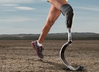 Person with prosthetic leg running